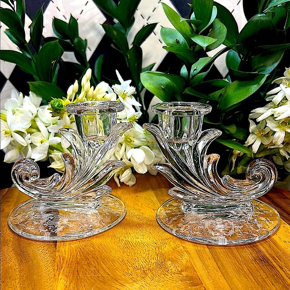 Other - Vintage Fostoria Baroque Etched Candle Holders| Depression Glass| Midcentury